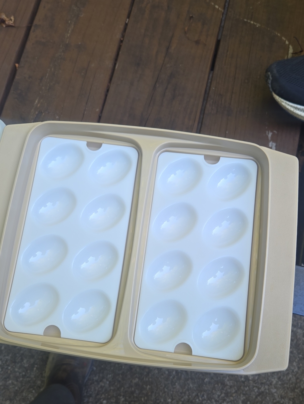 Beige and White Egg Tray Organizer - Tupperware